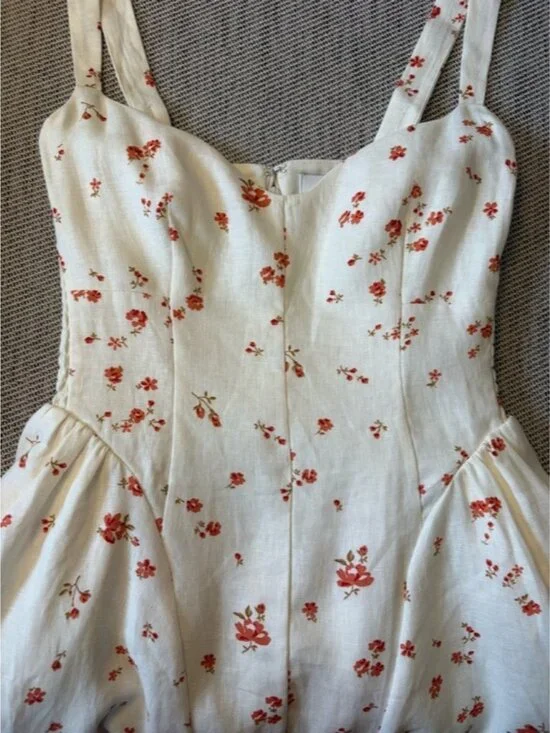 NEW Reformation Birdie Linen Sleeveless Midi Dress Lovie White Floral US 6 UK 10 - Picture 11 of 16